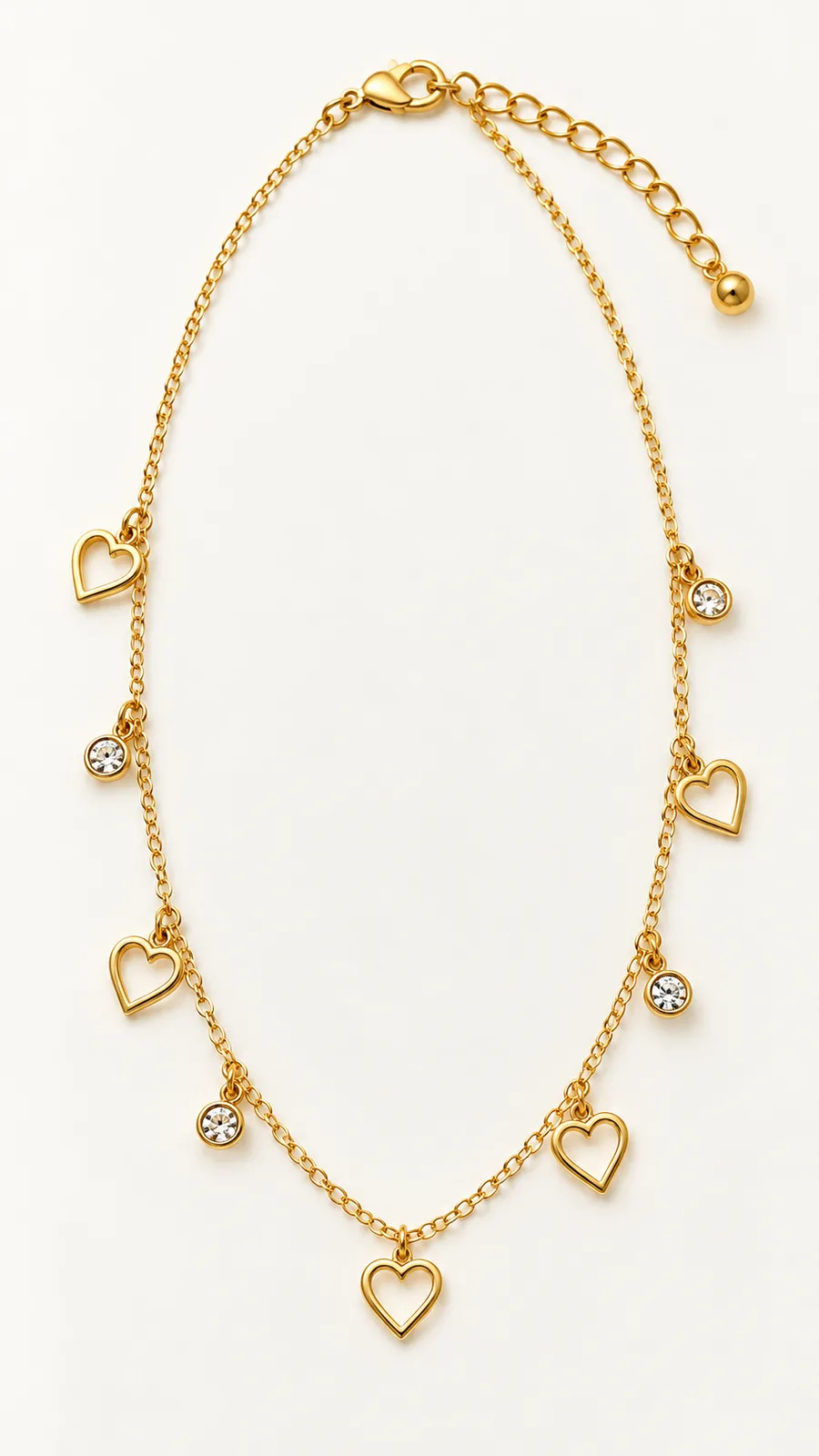 Heart & Crystal Charm Necklace