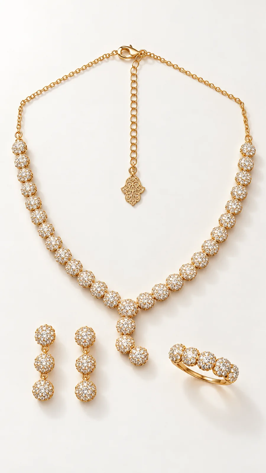 Pavé Collar Necklace, Earring & Ring Set
