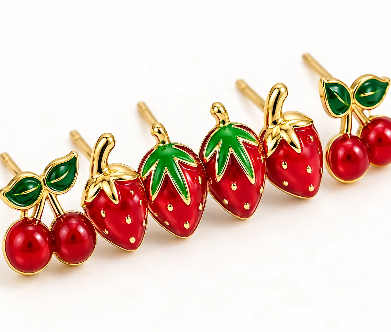 Cherry & Strawberry Stud Earrings