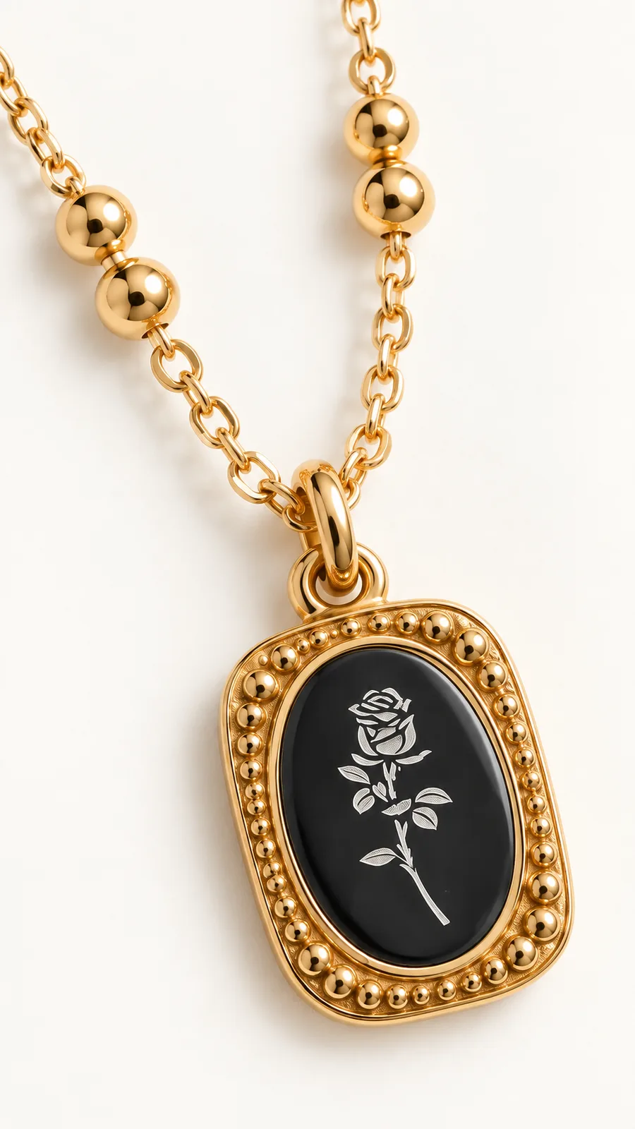 Cameo Rose Medallion Necklace — view 3