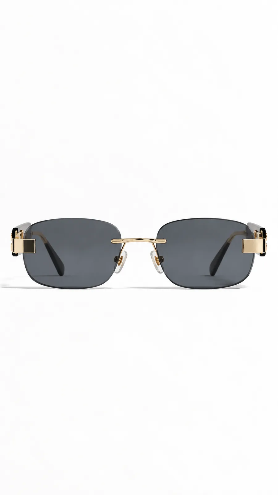 Rimless Rectangular Sunglasses — Black