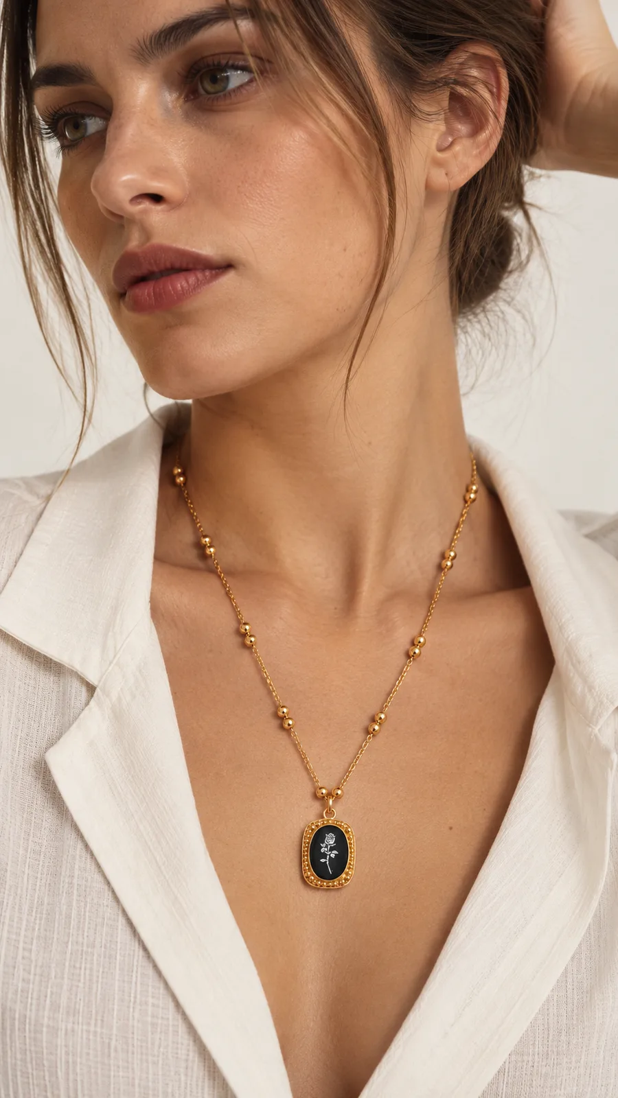 Cameo Rose Medallion Necklace — view 2