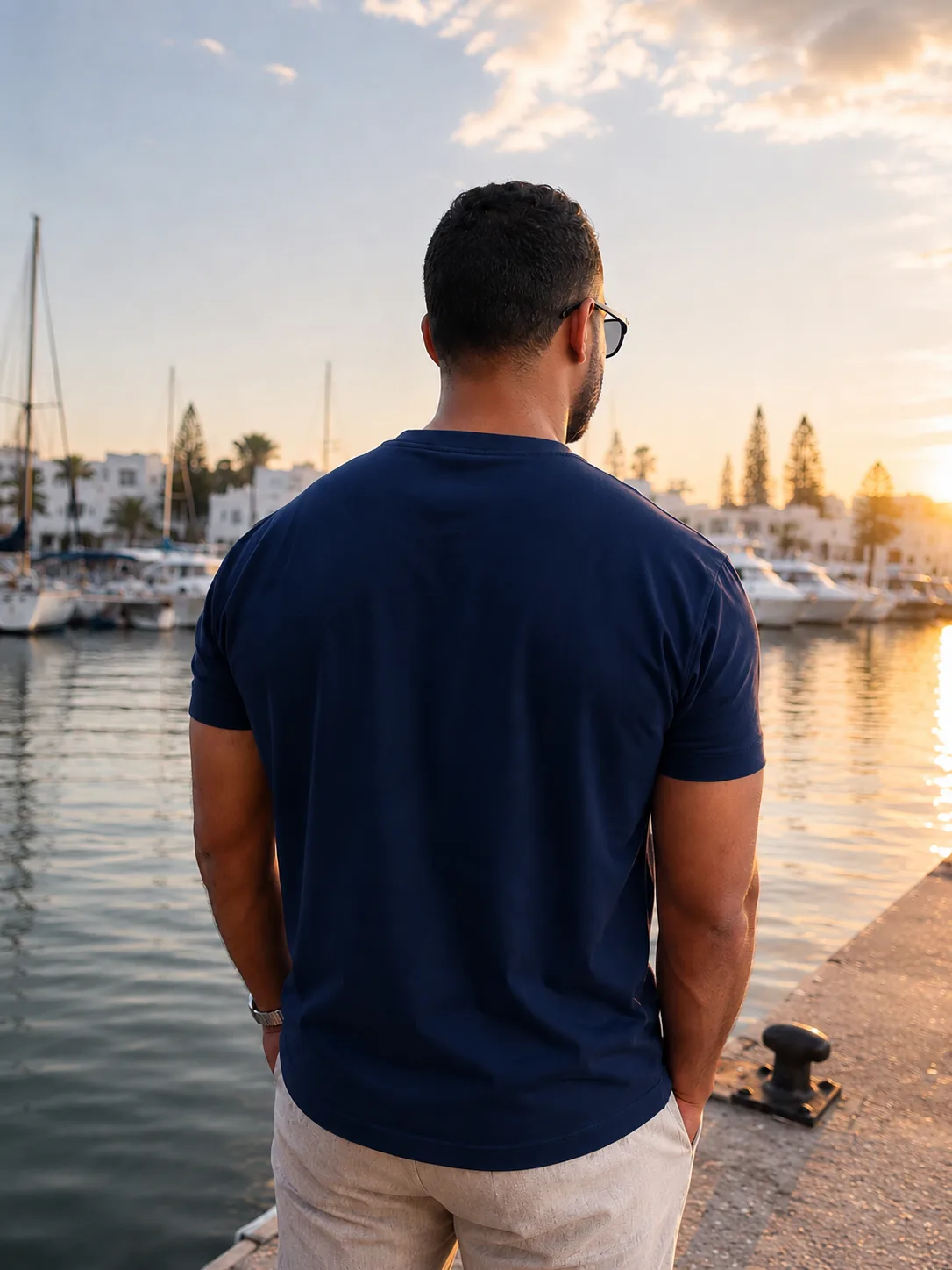 Essential Cotton T-Shirt — Navy, view 2