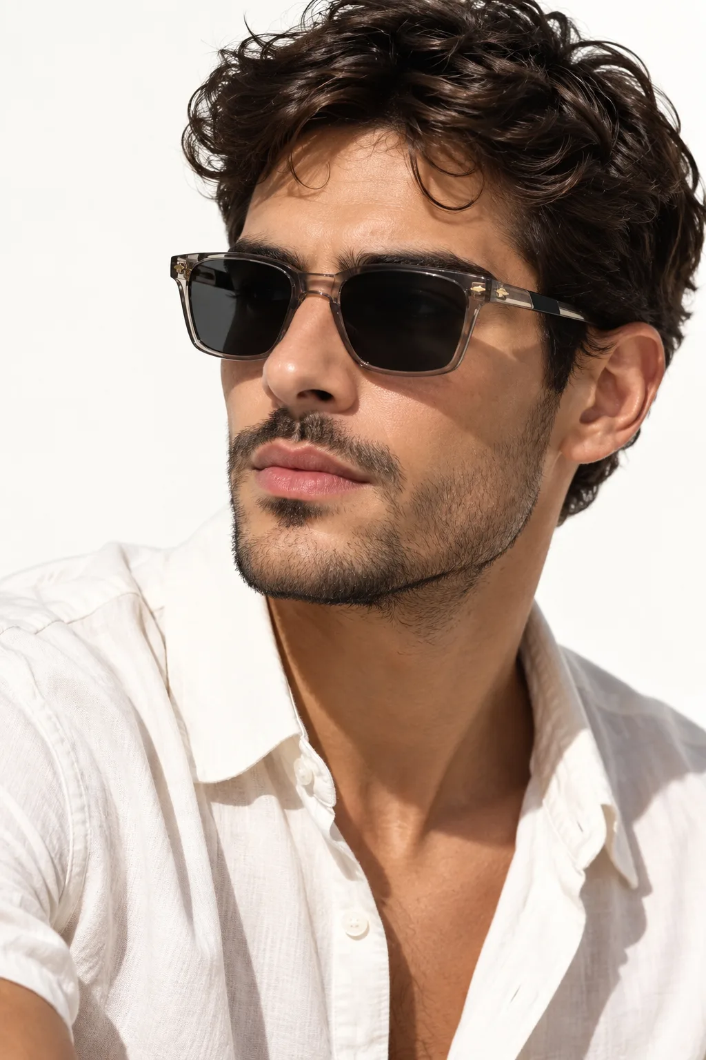Squared Acetate Sunglasses — Smoke, view 2